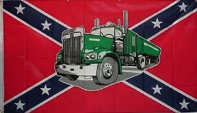 Confederate Battle Flag with Semi Truck 3×5 Fun Flag - flagsandstuff.com